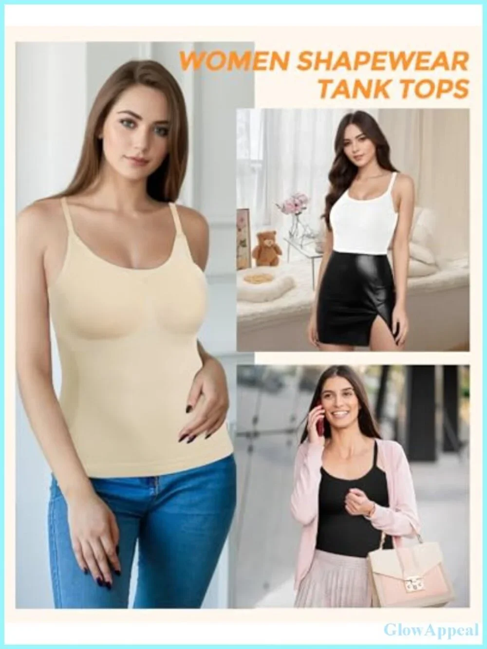 2PCS Seamless Compression Tank Tops Shapewear Tummy Control Scoop Neck Camisole